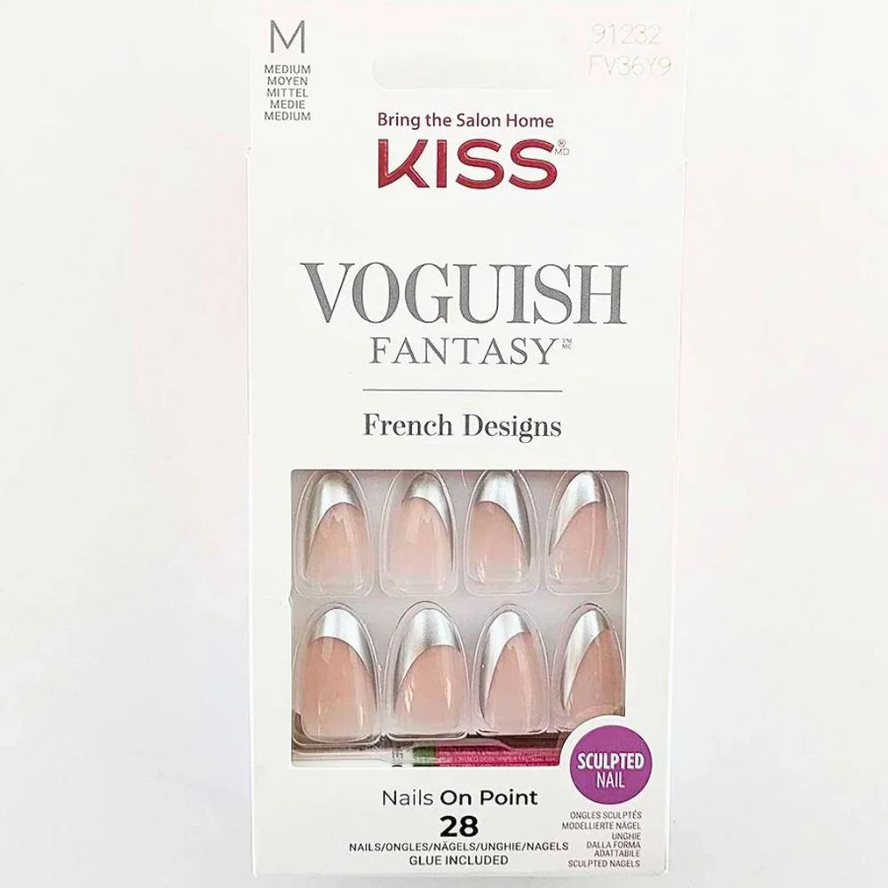 Kiss French Design Nails Medium Length - Up To You.